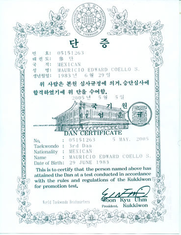 CERTIFICADO KUKKIWON