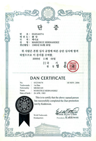 CERTIFICADO KUKKIWON